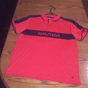 This is a red and black Nautica shirt